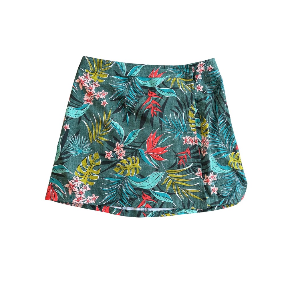 RipSkirt Hawaii Tropical Floral Wrap Mini Skirt Green XL Quick Dry Beach Coverup
